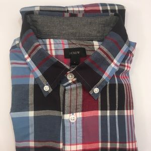 Slim Fit J. Crew Red White Blue Bottom Down Shirt